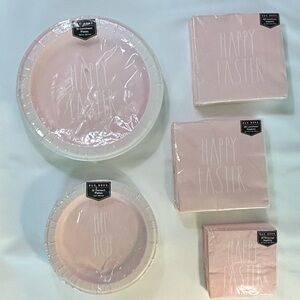 Rae Dunn Pink Hip Hop Happy Easter Disposable Plates & Napkins Set New in pkg